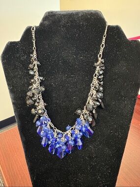 White House Black Market Black and Blue Beaded Necklace